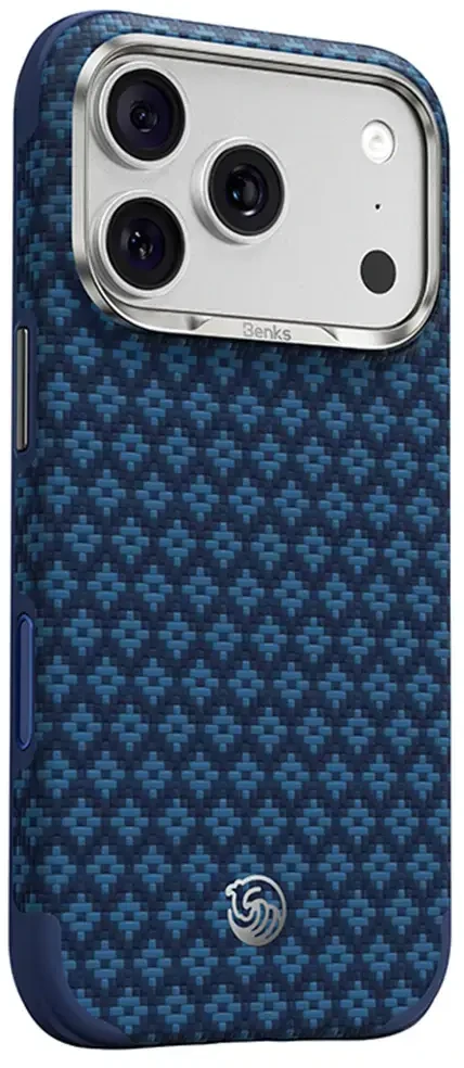 Benks Dėklas Magnetic Armor Grid Edge X9 Kevlar Metal Frame (C.K.FL.AP.BE.X072), skirtas Iphone 18 Pro/17 Pro, mėlynas