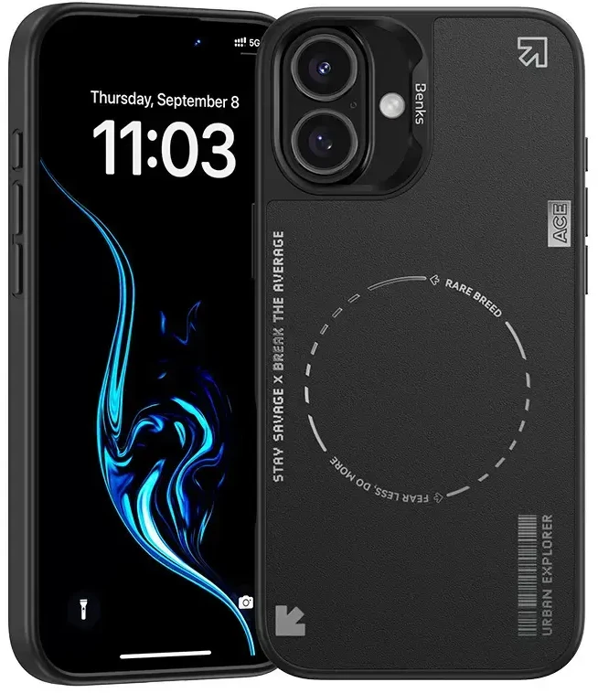 Benks Dynamic Minimalist dėklas skirtas Apple iPhone 16 juodos spalvos