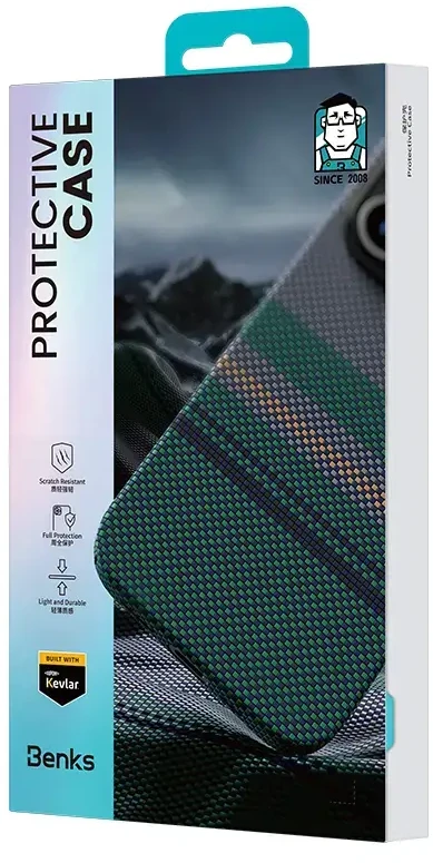 „Benks Magnetic Armor Air Aurora Kevlar 600D“ dėklas (SA65), skirtas Apple iPhone 16 Pro telefonui.