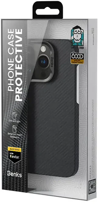 Benks Dėklas Magnetic Armor Air Kevlar PC Frame 600D (E065) skirtas Apple iPhone 16 Pro juodos spalvos