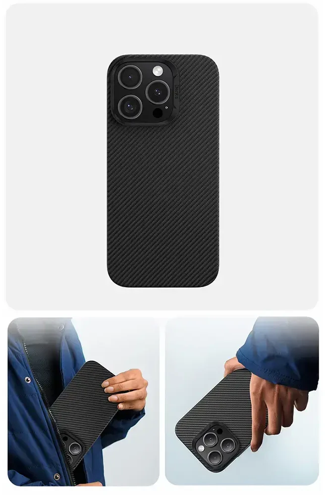 Benks Dėklas Magnetic Armor Air Kevlar PC Frame 600D (E065) skirtas Apple iPhone 16 Pro juodos spalvos