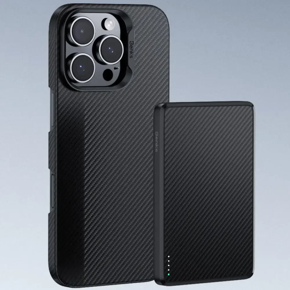Benks Dėklas Magnetic Armor Air Kevlar PC Frame 600D (E065) skirtas Apple iPhone 16 Pro juodos spalvos