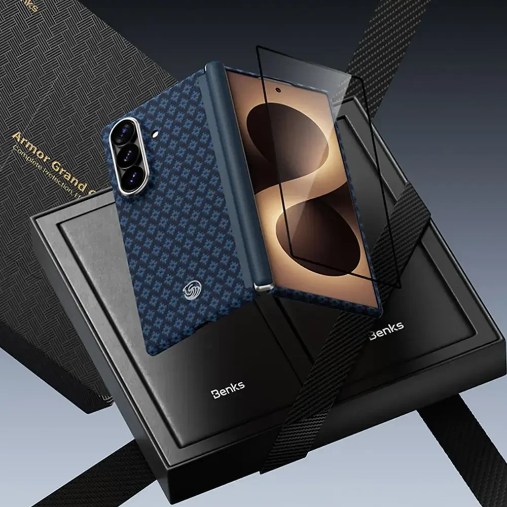 Benks Magnetic Armor Grid Air Grand Combo dėklas (C.K.FL.SA.BE.S051) skirtas Samsung Galaxy Z Fold 8 Ultra mėlynas
