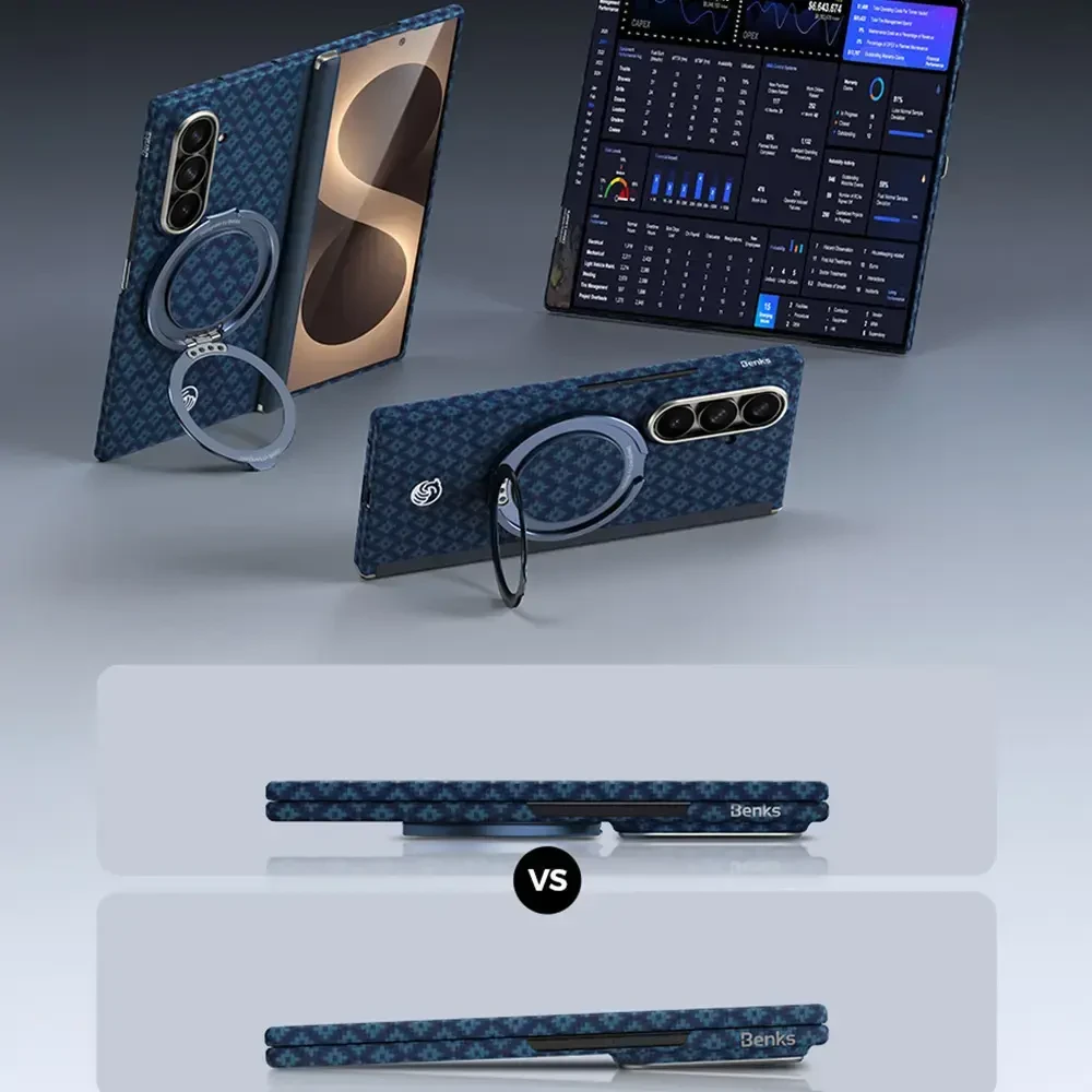 Benks Magnetic Armor Grid Air Grand Combo dėklas (C.K.FL.SA.BE.S051) skirtas Samsung Galaxy Z Fold 8 Ultra mėlynas