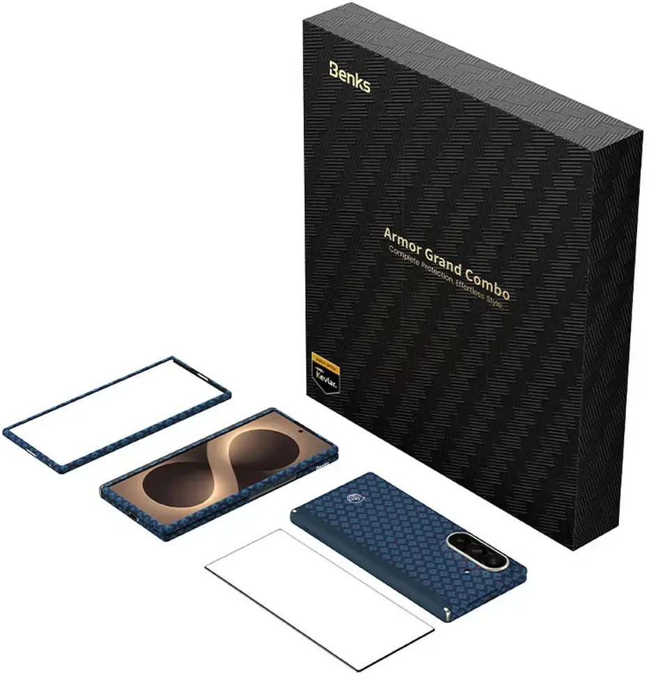 Benks Magnetic Armor Grid Air Grand Combo dėklas (C.K.FL.SA.BE.S051) skirtas Samsung Galaxy Z Fold 8 Ultra mėlynas