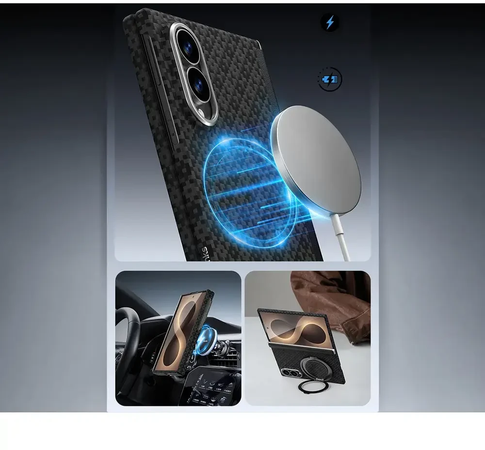Benks Magnetic Armor Grid Air Grand Combo dėklas (C.K.FL.SA.BK.0060) skirtas Samsung Galaxy Z Fold 8, juodas