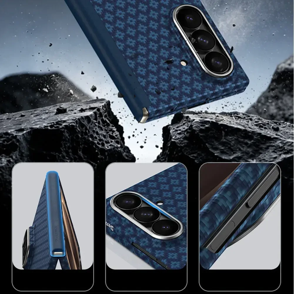 Benks Magnetic Armor Grid Air Grand Combo dėklas (C.K.FL.SA.BE.S051) skirtas Samsung Galaxy Z Fold 8 Ultra mėlynas
