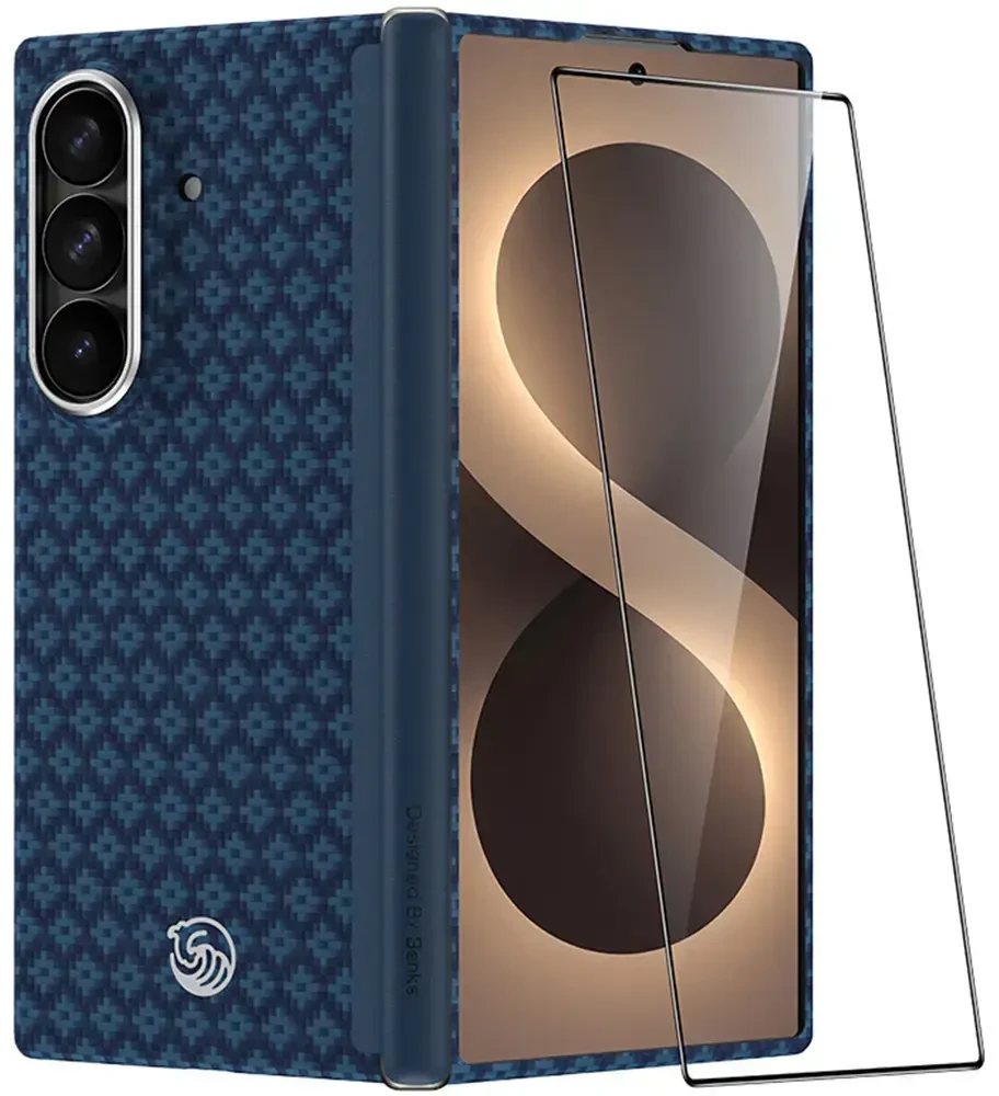 Benks Magnetic Armor Grid Air Grand Combo dėklas (C.K.FL.SA.BE.S051) skirtas Samsung Galaxy Z Fold 8 Ultra mėlynas