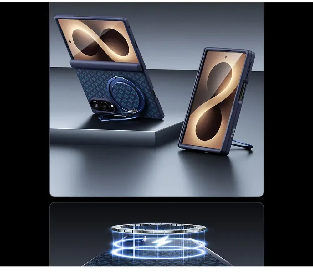 Benks Magnetic Armor Grid Pro Grand Combo dėklas (C.K.FL.SA.BE.C060) skirtas Samsung Galaxy Z Fold 8, mėlynas