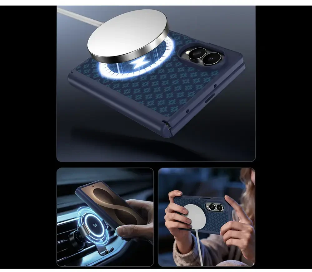 Benks Magnetic Armor Grid Pro Grand Combo dėklas (C.K.FL.SA.BE.C060) skirtas Samsung Galaxy Z Fold 8, mėlynas