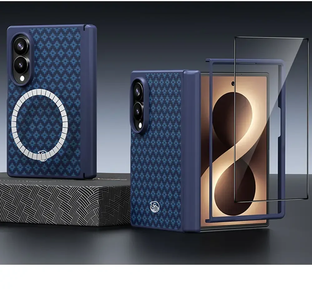 Benks Magnetic Armor Grid Pro Grand Combo dėklas (C.K.FL.SA.BE.C060) skirtas Samsung Galaxy Z Fold 8, mėlynas