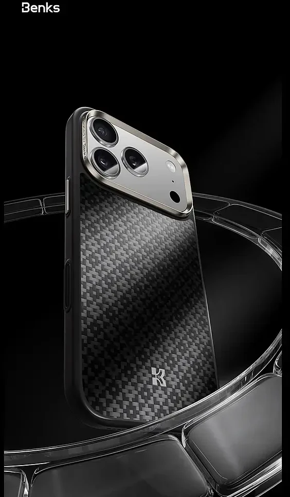 Benks Dėklas Magnetic Armor Pro Armor Grid Kevlar Metal Frame 600D (C.K.FL.AP.BK.B073) do Iphone 18 Pro Max/17 Pro Max juoda (Camera Control Button)