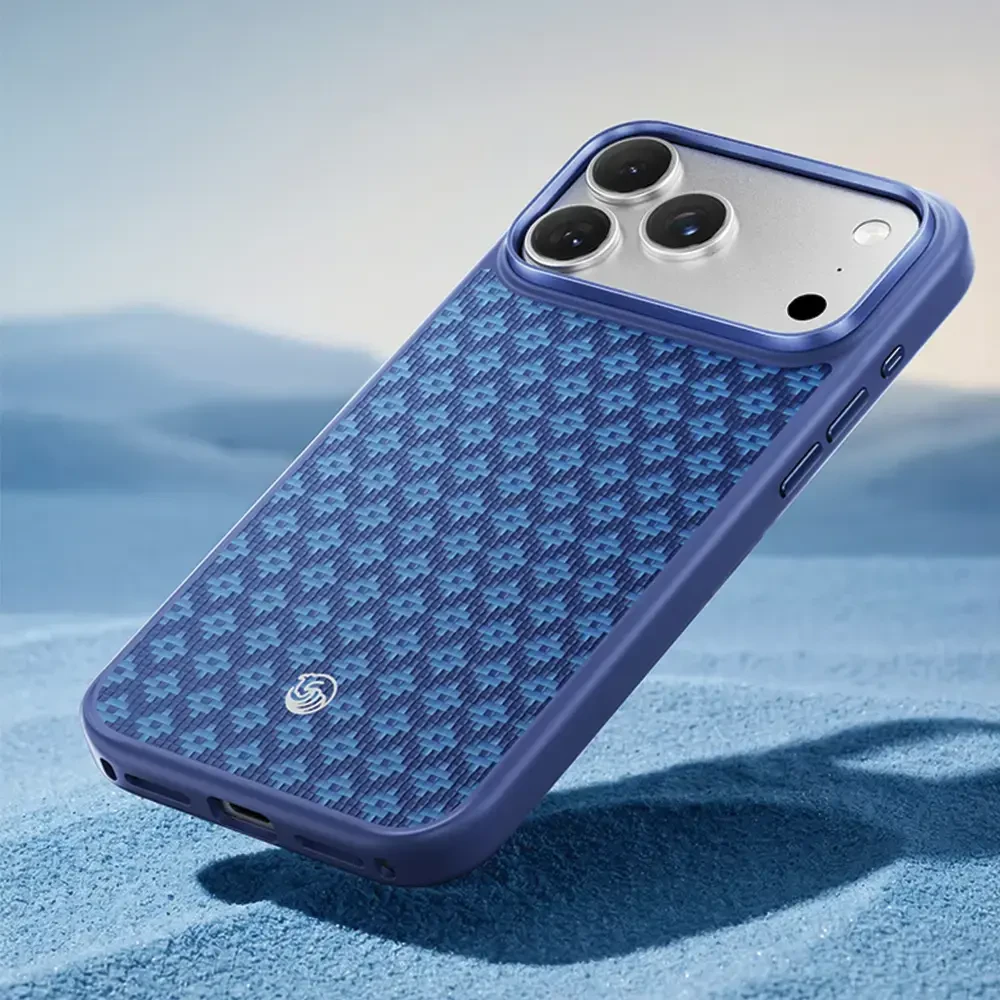 Benks Dėklas Magnetic Armor Pro Armor Grid Kevlar Metal Frame 600D (C.K.FL.AP.BE.B072) iPhone 18 Pro/17 Pro mėlynas (Camera Control Button)