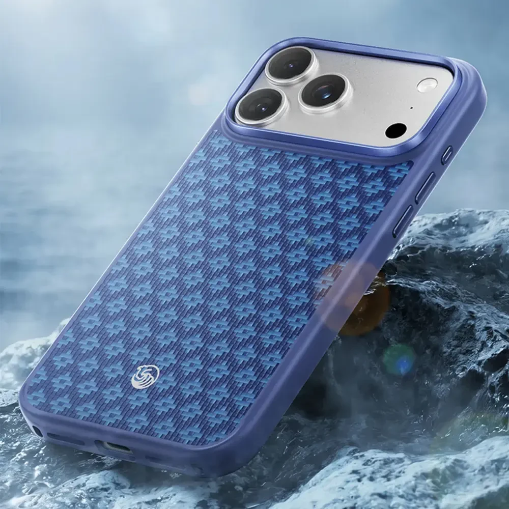 Benks Dėklas Magnetic Armor Pro Armor Grid Kevlar Metal Frame 600D (C.K.FL.AP.BE.B072) iPhone 18 Pro/17 Pro mėlynas (Camera Control Button)
