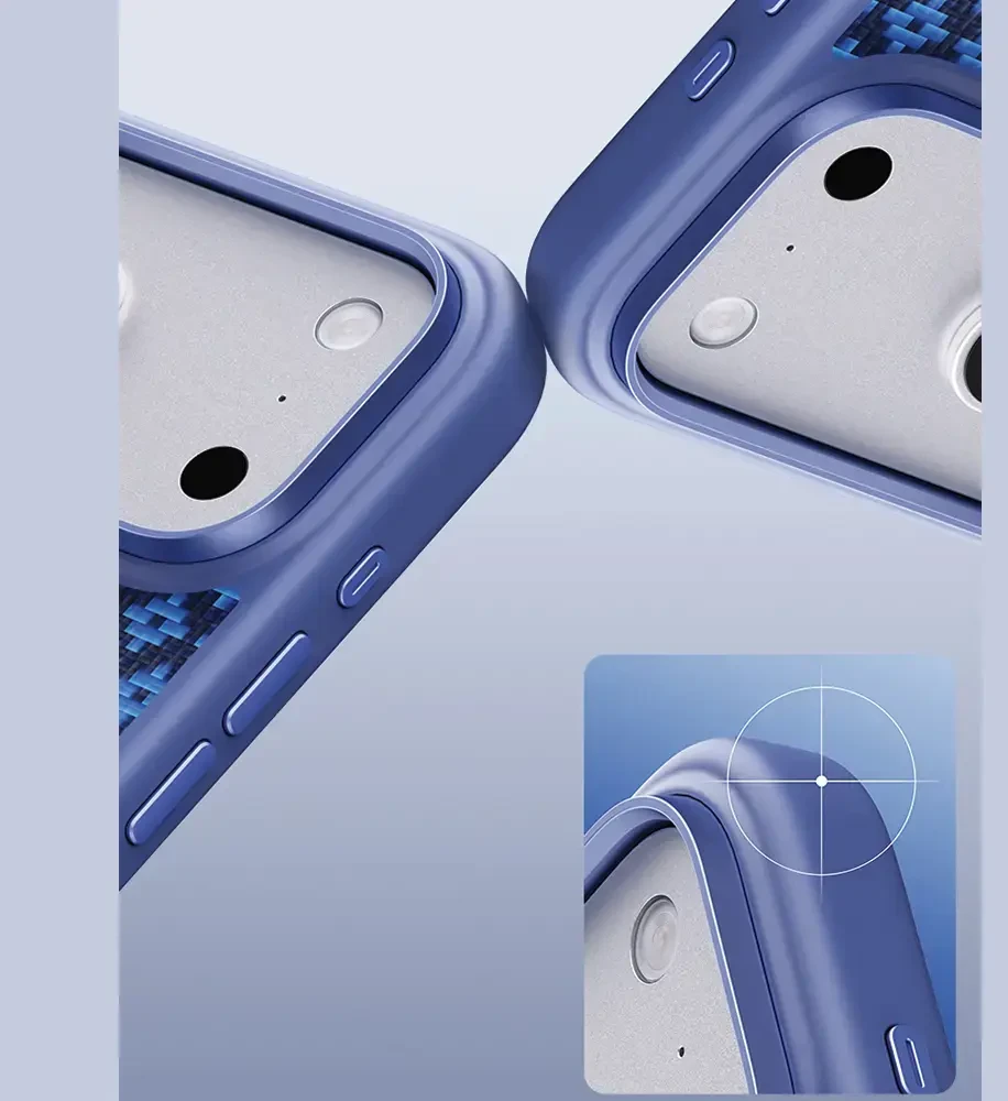 Benks Dėklas Magnetic Armor Pro Armor Grid Kevlar Metal Frame 600D (C.K.FL.AP.BE.B072) iPhone 18 Pro/17 Pro mėlynas (Camera Control Button)