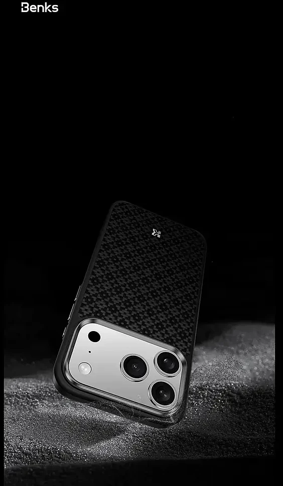 Benks Dėklas Magnetic Armor Pro Armor Grid Kevlar Metal Frame 600D (C.K.FL.AP.BK.B073) do Iphone 18 Pro Max/17 Pro Max juoda (Camera Control Button)
