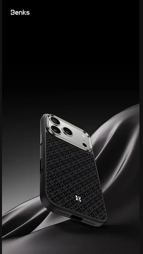 Benks Dėklas Magnetic Armor Pro Armor Grid Kevlar Metal Frame 600D (C.K.FL.AP.BK.B073) do Iphone 18 Pro Max/17 Pro Max juoda (Camera Control Button)