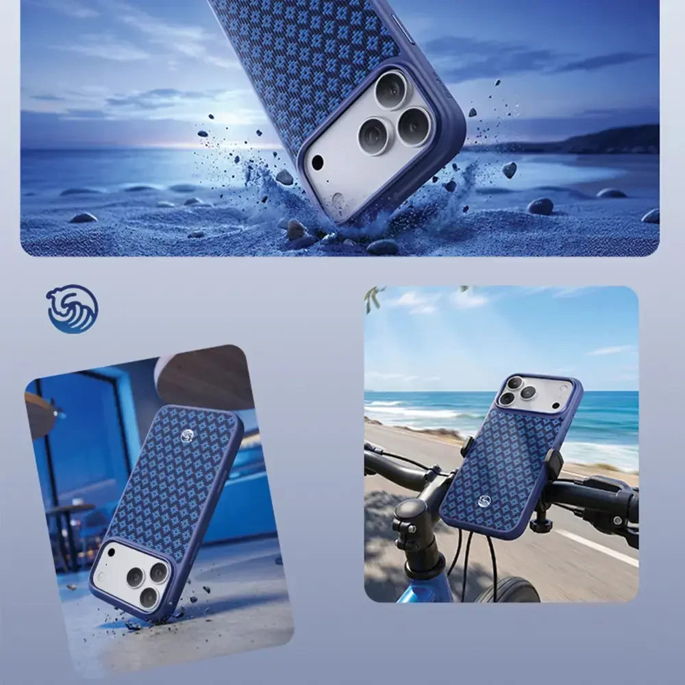 Benks Dėklas Magnetic Armor Pro Armor Grid Kevlar Metal Frame 600D (C.K.FL.AP.BE.B072) iPhone 18 Pro/17 Pro mėlynas (Camera Control Button)