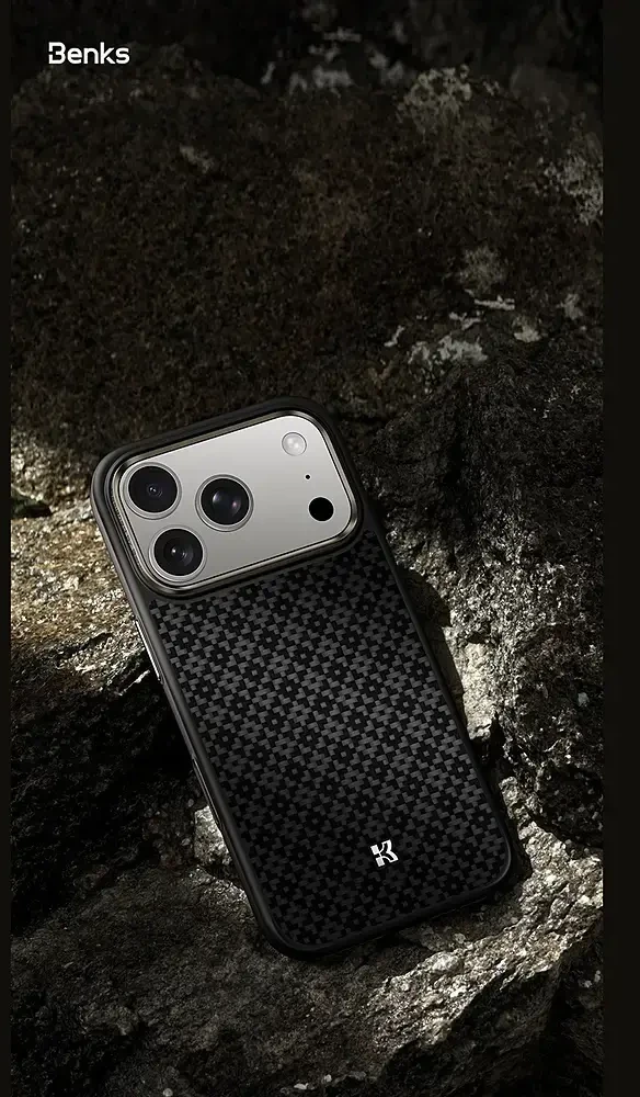 Benks Dėklas Magnetic Armor Pro Armor Grid Kevlar Metal Frame 600D (C.K.FL.AP.BK.B073) do Iphone 18 Pro Max/17 Pro Max juoda (Camera Control Button)
