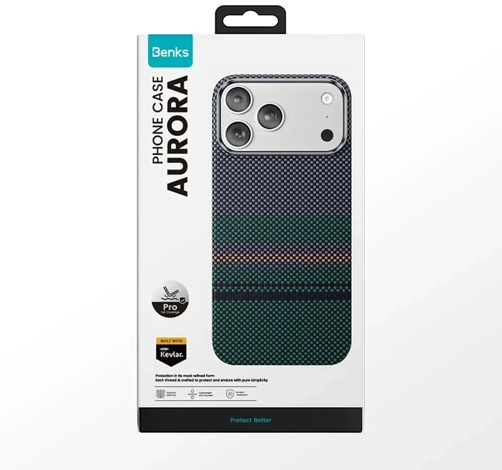 Benks Dėklas Magnetic Armor Pro Aurora Kevlar 600D (C.K.FL.AP.SR.A073) iPhone 18 Pro Max/17 Pro Max (Fotoaparato valdymo mygtukas)