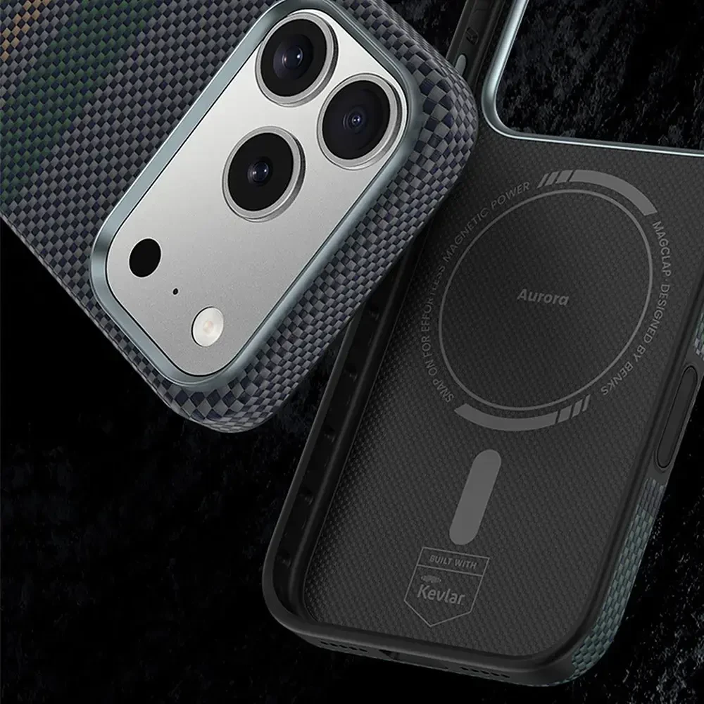 Benks Dėklas Magnetic Armor Pro Aurora Kevlar 600D (C.K.FL.AP.SR.A072) iPhone 18 Pro/17 Pro (Camera Control Button)