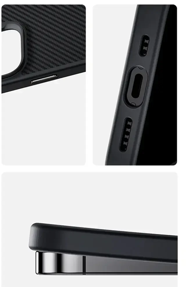 Benks Magnetic Armor Pro Camera Control Kevlar Case Metal Frame 600D (D065) Apple iPhone 16 Pro dėklas telefonui juodos spalvos