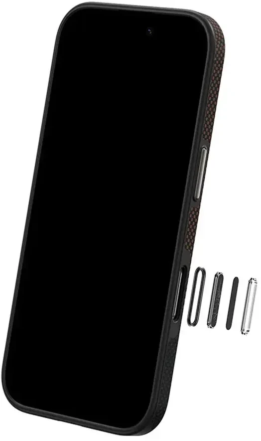 Benks Magnetic Armor Pro Camera Control Kevlar Case Metal Frame 600D (D065) Apple iPhone 16 Pro dėklas telefonui juodos spalvos