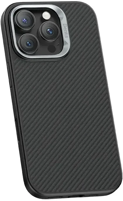 Benks Magnetic Armor Pro Camera Control Kevlar Case Metal Frame 600D (D065) Apple iPhone 16 Pro dėklas telefonui juodos spalvos