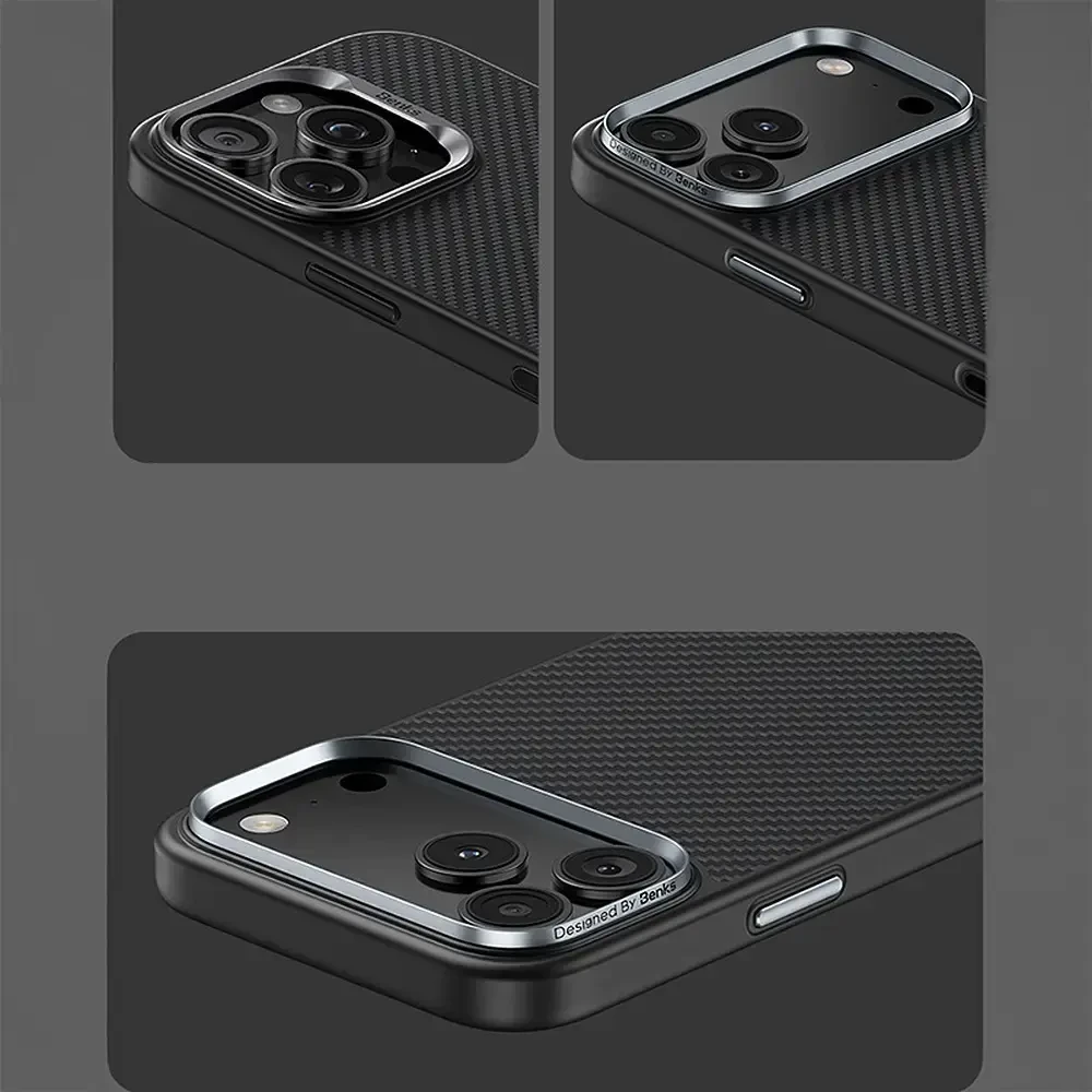 Benks Dėklas Magnetic Armor Pro Kevlar Metal Frame 600D (C.K.FL.AP.BK.BA72) iPhone 18 Pro/17 Pro (Camera Control Button)