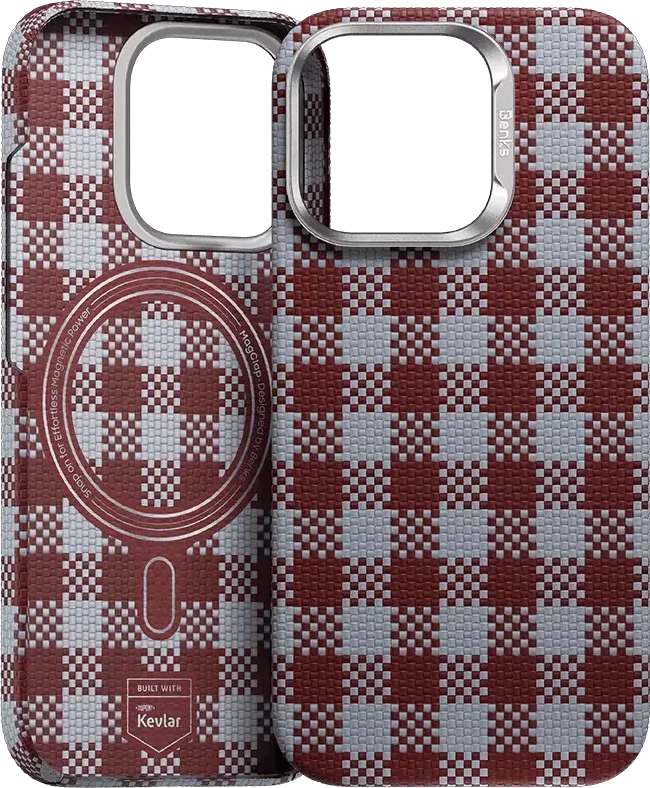 Benks Dėklas Magnetic Armor Vichy Kevlar (RF66) skirtas Apple iPhone 16 Pro Max raudonos spalvos
