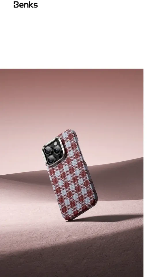 Benks Dėklas Magnetic Armor Vichy Kevlar (RF66) skirtas Apple iPhone 16 Pro Max raudonos spalvos