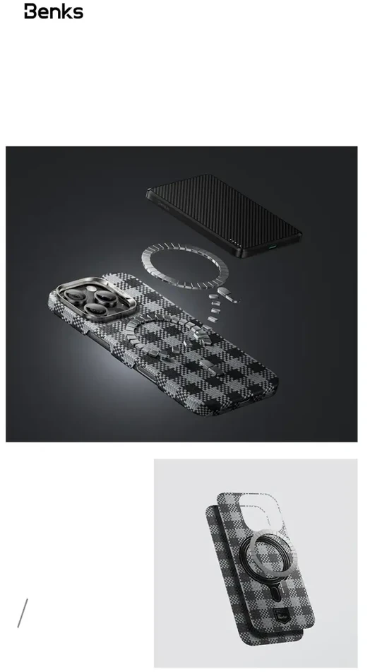 Benks Dėklas Magnetic Armor Vichy Kevlar (RF66) skirtas Apple iPhone 16 Pro Max raudonos spalvos