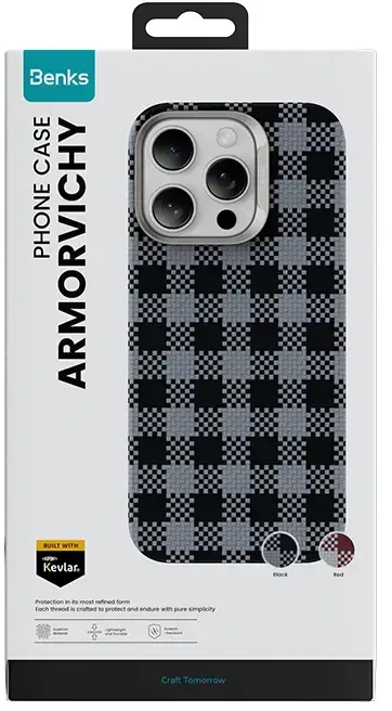 Benks Dėklas Magnetic Armor Vichy Kevlar (RF66) skirtas Apple iPhone 16 Pro Max raudonos spalvos
