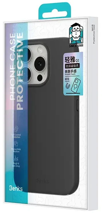 Benks Magnetic Vita Pro silikoninis dėklas skirtas Apple iPhone 16 Pro juodos spalvos