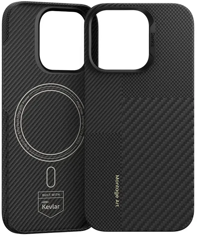 Benks Dėklas Montage Magnetic Armor Air Kevlar PC Frame 600D+1500D (C.K.FL.AP.BK.MB66) skirta Apple iPhone 16 Pro Max juodos spalvos