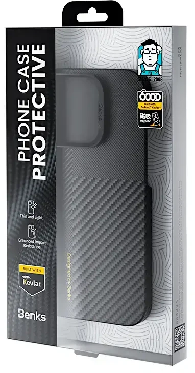 Benks Dėklas Montage Magnetic Armor Air Kevlar PC Frame 600D+1500D (C.K.FL.AP.BK.MB66) skirta Apple iPhone 16 Pro Max juodos spalvos