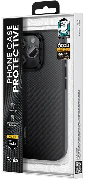 Benks Dėklas Montage Magnetic Armor Pro Kevlar Metal Frame 600D+1500D (MF65) skirtas Apple iPhone 16 Pro juodos spalvos (Camera Control Button)