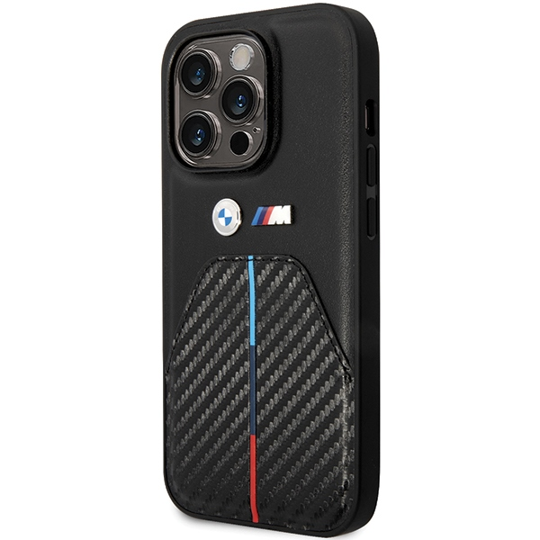 Dėklas Apple iPhone 14 Pro BMW Stamped Tricolor Stripe (BMHCP14L22NSTB) juodos spalvos