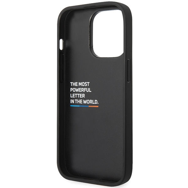 Dėklas Apple iPhone 14 Pro BMW Stamped Tricolor Stripe (BMHCP14L22NSTB) juodos spalvos