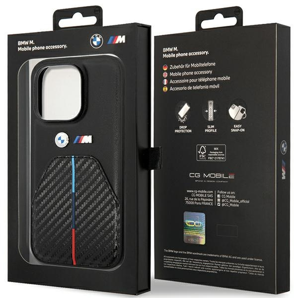 Dėklas Apple iPhone 14 Pro BMW Stamped Tricolor Stripe (BMHCP14L22NSTB) juodos spalvos