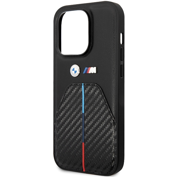Dėklas Apple iPhone 14 Pro BMW Stamped Tricolor Stripe (BMHCP14L22NSTB) juodos spalvos