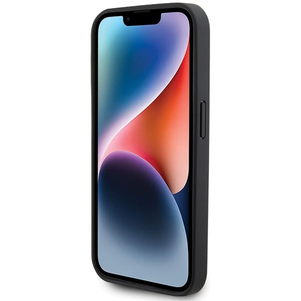 Dėklas BMW Leather Stamp Mėlyna Line Case for iPhone 15 Pro Max - Juodas