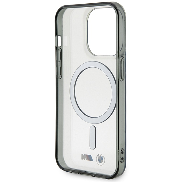 Dėklas BMW Sidabrinis Ring MagSafe case for iPhone 15 Pro Max - transparent