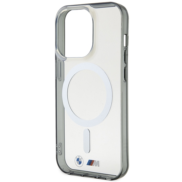 Dėklas BMW Sidabrinis Ring MagSafe case for iPhone 15 Pro Max - transparent