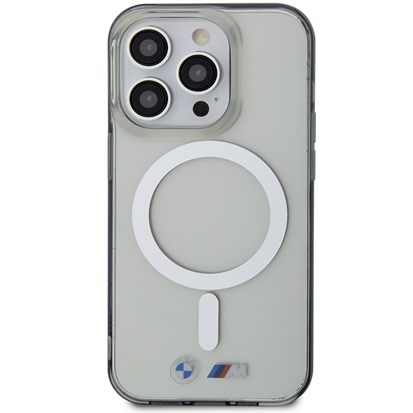 Dėklas BMW Sidabrinis Ring MagSafe case for iPhone 15 Pro Max - transparent