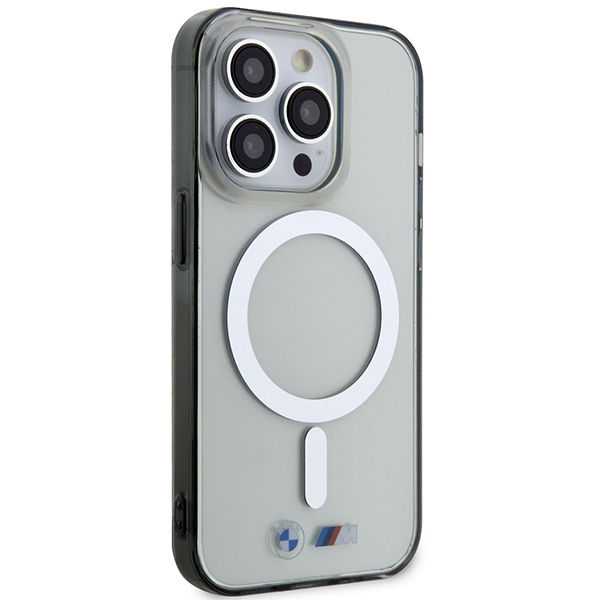 Dėklas BMW Sidabrinis Ring MagSafe case for iPhone 15 Pro Max - transparent