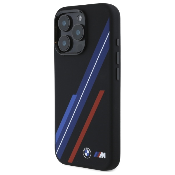 BMW BMHMP16L23SSPK Apple iPhone 16 Pro 6.3" dėklas telefonui juodos spalvos Silikoninis Random Lines MagSafe