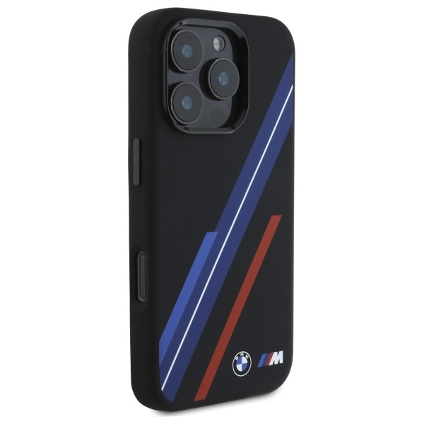 BMW BMHMP16L23SSPK Apple iPhone 16 Pro 6.3" dėklas telefonui juodos spalvos Silikoninis Random Lines MagSafe