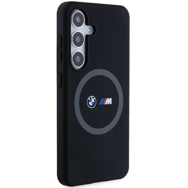 Samsung Galaxy S24 BMW Dėklas M silikoninis Printed Ring MagSafe (BMHMS24S23SROK) juodos spalvos