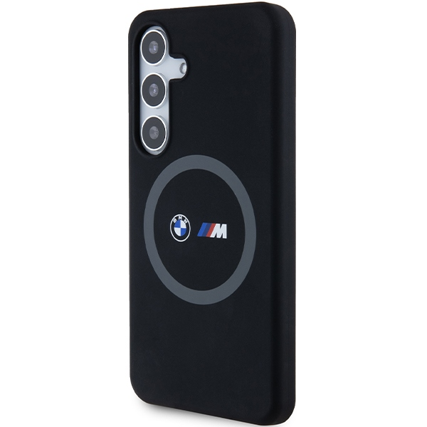 Samsung Galaxy S24 BMW Dėklas M silikoninis Printed Ring MagSafe (BMHMS24S23SROK) juodos spalvos